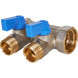 SMB 6211 341202 STOUT Коллектор с шаровыми кранами 3/4 , 2 отвода 1/2  (синие ручки) (6200R6N0504B2B)