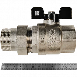 Кран шаровой полнопроходной с американкой STOUT ВР/НР ручка бабочка 1 1/4