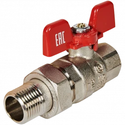 Кран шаровой полнопроходной с американкой STOUT ВР/НР ручка бабочка 1/2 (EPDM)