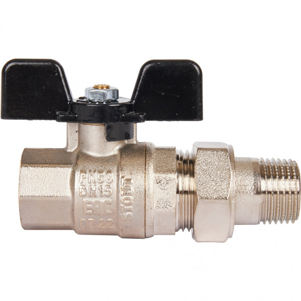 Кран шаровой полнопроходной STOUT ВР/НР, ручка бабочка 1/2, американка