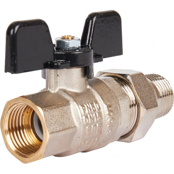 Кран шаровой полнопроходной STOUT ВР/НР, ручка бабочка 1/2, американка