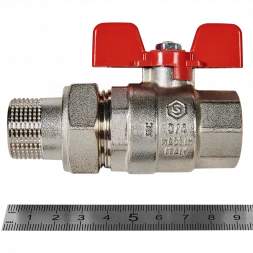 Кран шаровой полнопроходной с американкой STOUT ВР/НР ручка бабочка 3/4 (EPDM)
