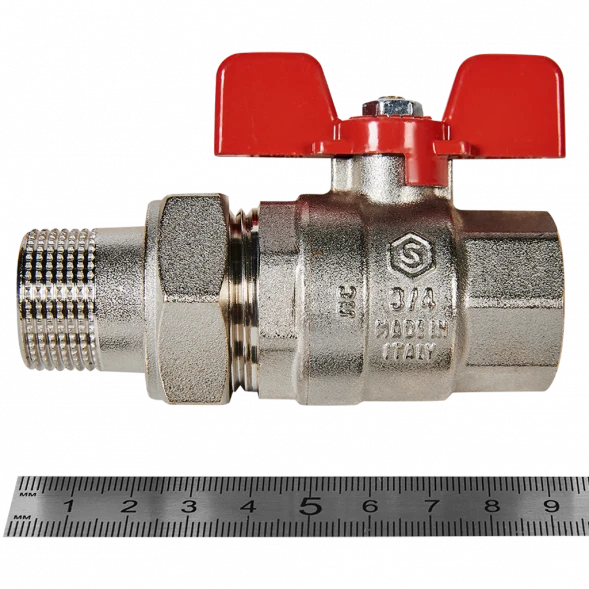 Кран шаровой полнопроходной с американкой STOUT ВР/НР ручка бабочка 3/4 (EPDM)