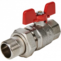 Кран шаровой полнопроходной с американкой STOUT ВР/НР ручка бабочка 3/4 (EPDM)