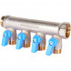 SMB 6211 341204 STOUT Коллектор с шаровыми кранами 3/4 , 4 отвода 1/2  (синие ручки) (6200R6N0504B4B)