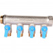 SMB 6211 341204 STOUT Коллектор с шаровыми кранами 3/4 , 4 отвода 1/2  (синие ручки) (6200R6N0504B4B)