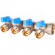 SMB 6211 341204 STOUT Коллектор с шаровыми кранами 3/4 , 4 отвода 1/2  (синие ручки) (6200R6N0504B4B)
