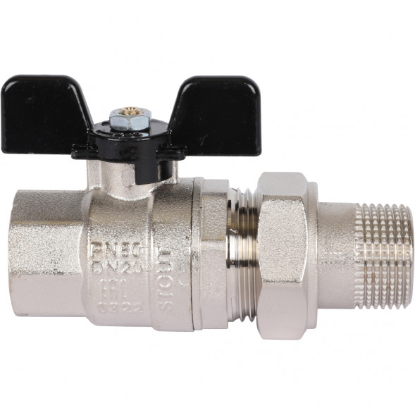 Кран шаровой полнопроходной STOUT ВР/НР, ручка бабочка 3/4, американка