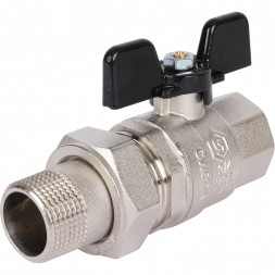 Кран шаровой полнопроходной STOUT ВР/НР, ручка бабочка 3/4, американка