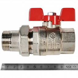 Кран шаровой полнопроходной с американкой STOUT ВР/НР ручка бабочка 1 (EPDM)