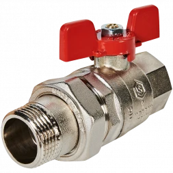 Кран шаровой полнопроходной с американкой STOUT ВР/НР ручка бабочка 1 (EPDM)