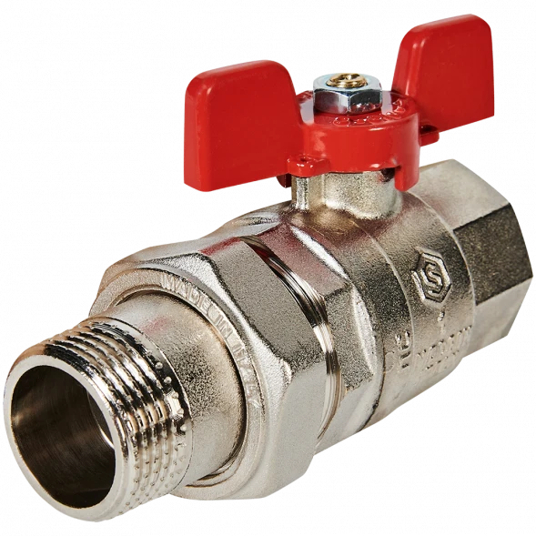 Кран шаровой полнопроходной с американкой STOUT ВР/НР ручка бабочка 1 (EPDM)