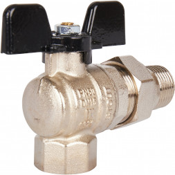 Кран шаровой полнопроходной STOUT угловой, ВР/НР, ручка бабочка 1/2, американка