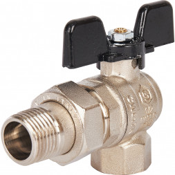 Кран шаровой полнопроходной STOUT угловой, ВР/НР, ручка бабочка 1/2, американка