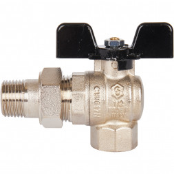 Кран шаровой полнопроходной STOUT угловой, ВР/НР, ручка бабочка 1/2, американка