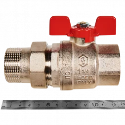 Кран шаровой полнопроходной с американкой STOUT ВР/НР ручка бабочка 1 1/4 (EPDM)