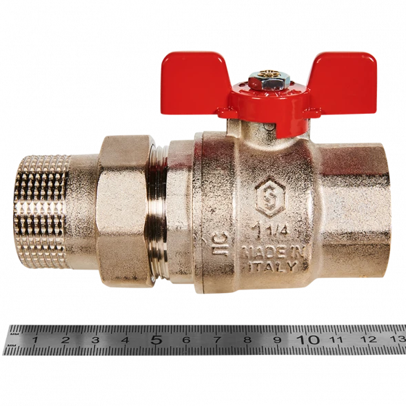 Кран шаровой полнопроходной с американкой STOUT ВР/НР ручка бабочка 1 1/4 (EPDM)