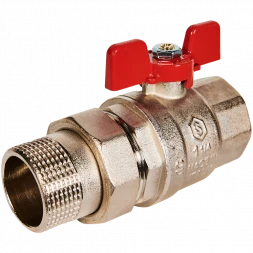 Кран шаровой полнопроходной с американкой STOUT ВР/НР ручка бабочка 1 1/4 (EPDM)