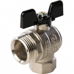 Кран шаровой полнопроходной STOUT угловой, ВР/НР, ручка бабочка 3/4, американка
