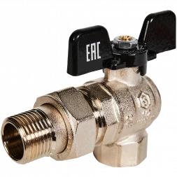 Кран шаровой полнопроходной угловой с американкой STOUT ВР/НР ручка бабочка 1/2