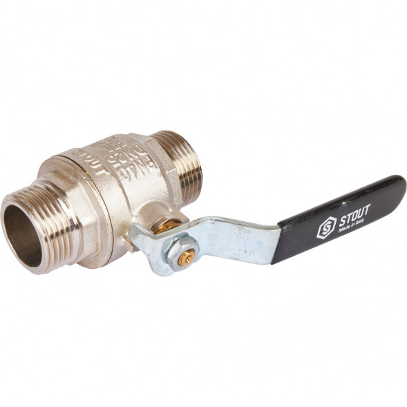Кран шаровой STOUT полнопроходной, НР/НР, ручка рычаг 1