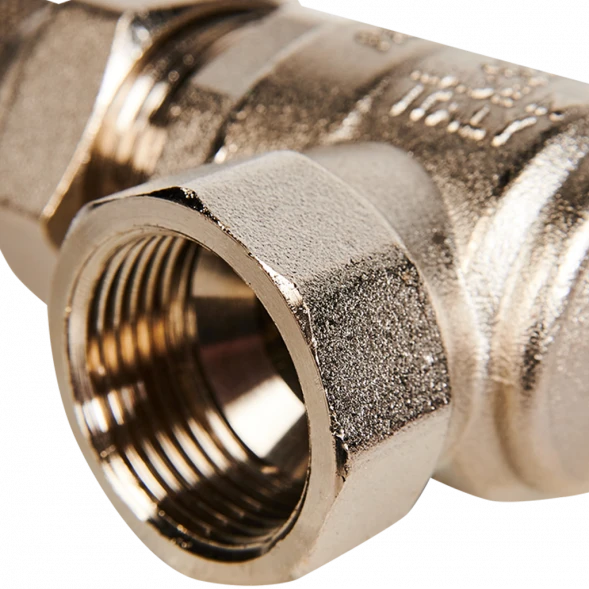 Кран шаровой полнопроходной угловой с американкой STOUT ВР/НР ручка бабочка 3/4