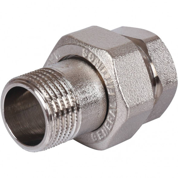 SFT-0045-000012 STOUT Разъемное соединение  американка  ВН, никелированное, уплотнение под гайкой по плоскости, 1/2” (2700A1N040400B)