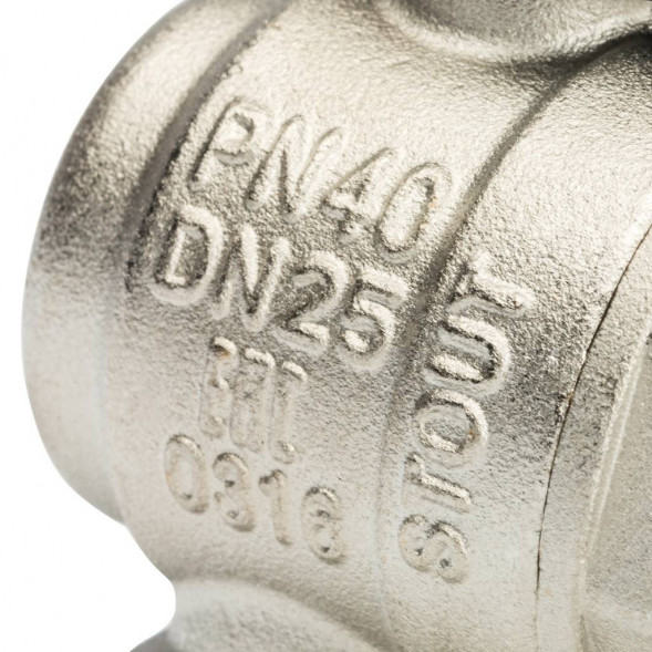 Кран шаровой полнопроходной угловой STOUT ВР/НР, ручка бабочка 1, американка