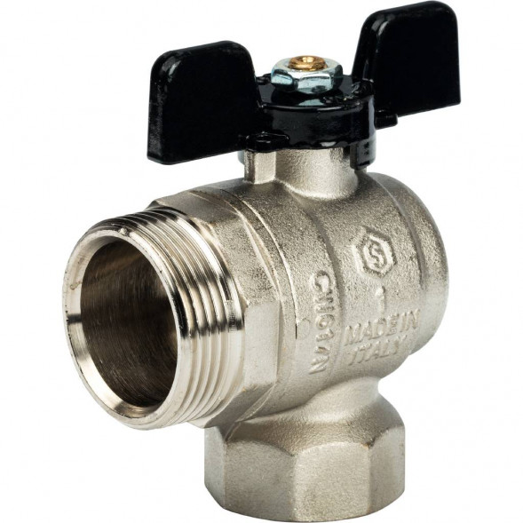 Кран шаровой полнопроходной угловой STOUT ВР/НР, ручка бабочка 1, американка