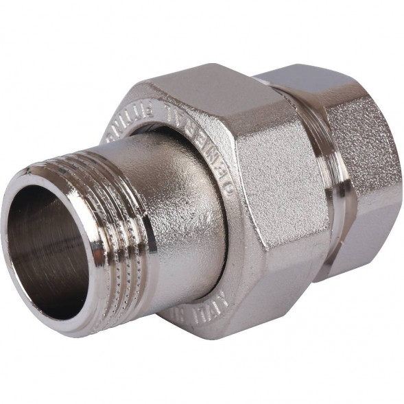 SFT-0045-000034 STOUT Разъемное соединение  американка  ВН, никелированное, уплотнение под гайкой по плоскости, 3/4” (2700A1N050500B)