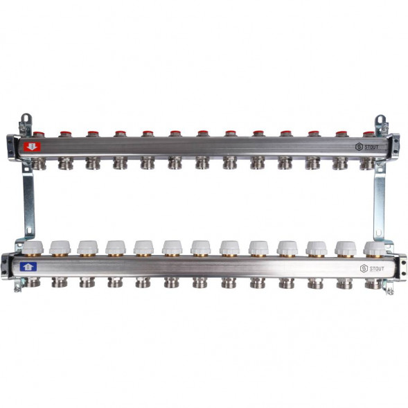 SMS 0922 000013 STOUT Коллектор из нержавеющей стали без расходомеров 13 вых.