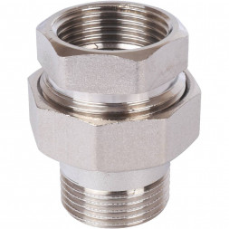 SFT-0045-000001 STOUT Разъемное соединение  американка  ВН, никелированное, уплотнение под гайкой по плоскости, 1” (2700A1N101000B)