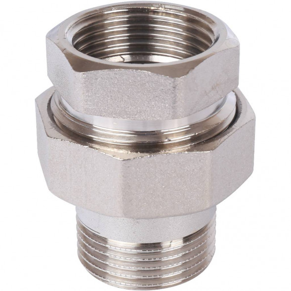 SFT-0045-000001 STOUT Разъемное соединение  американка  ВН, никелированное, уплотнение под гайкой по плоскости, 1” (2700A1N101000B)