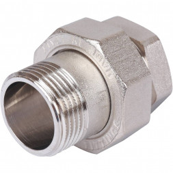 SFT-0045-000001 STOUT Разъемное соединение  американка  ВН, никелированное, уплотнение под гайкой по плоскости, 1” (2700A1N101000B)