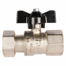 Кран шаровой STOUT с накидной гайкой ВР/накидная гайка, ручка бабочка 3/4x3/4