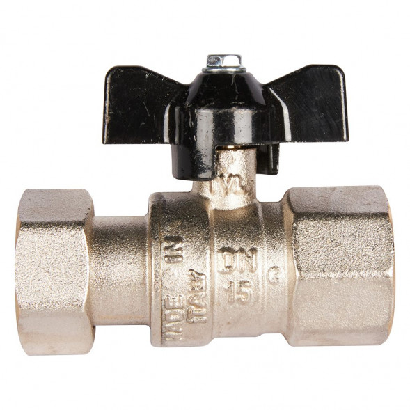 Кран шаровой STOUT с накидной гайкой ВР/накидная гайка, ручка бабочка 3/4x3/4