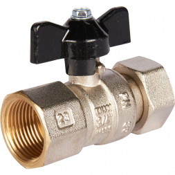 Кран шаровой STOUT с накидной гайкой ВР/накидная гайка, ручка бабочка 3/4x3/4