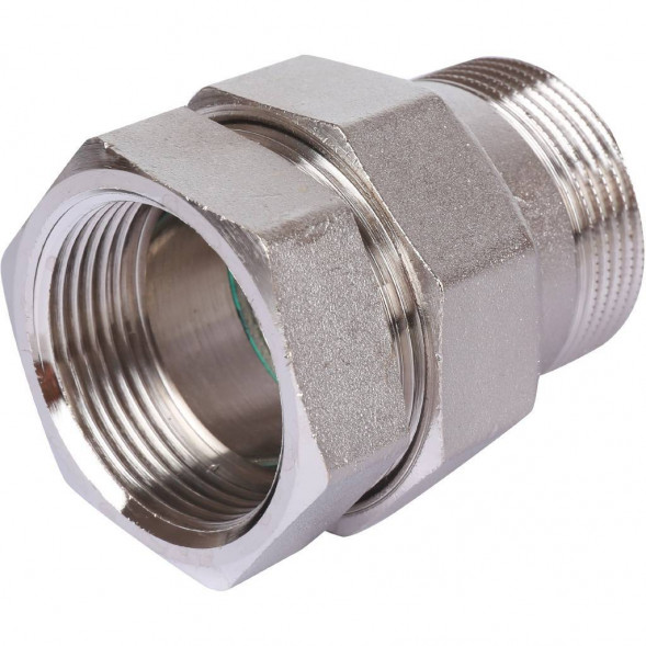 SFT-0045-000114 STOUT Разъемное соединение  американка  ВН, никелированное, уплотнение под гайкой по плоскости, 1” 1/4 (2700A1N121200B)