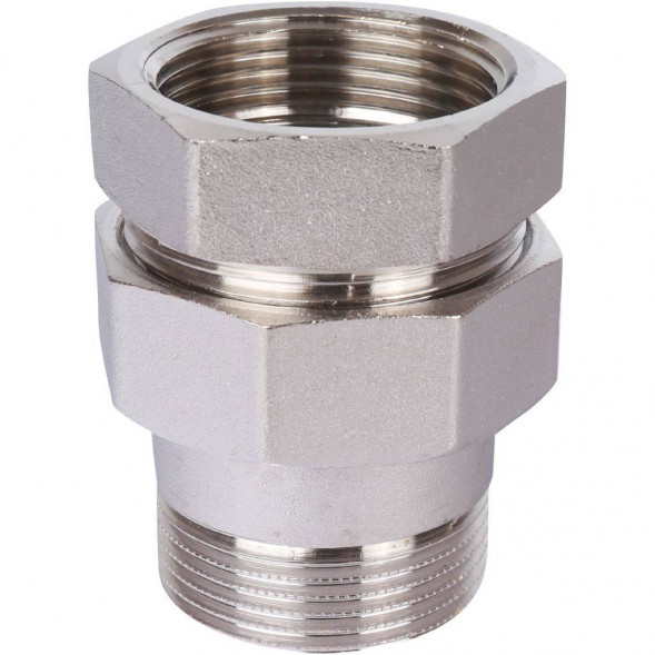 SFT-0045-000114 STOUT Разъемное соединение  американка  ВН, никелированное, уплотнение под гайкой по плоскости, 1” 1/4 (2700A1N121200B)