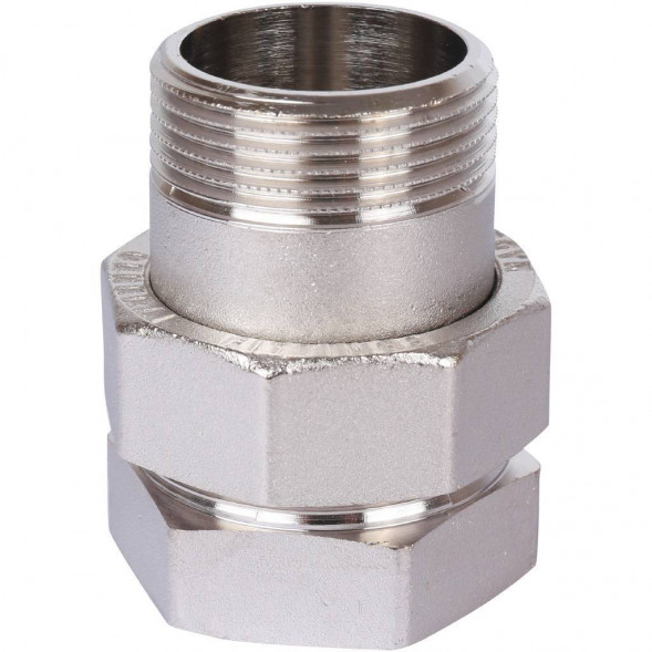 SFT-0045-000114 STOUT Разъемное соединение  американка  ВН, никелированное, уплотнение под гайкой по плоскости, 1” 1/4 (2700A1N121200B)