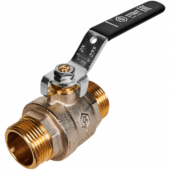 Кран шаровой полнопроходной STOUT НР/НР ручка рычаг 1