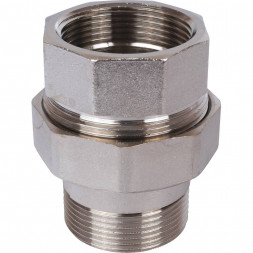 SFT-0045-000112 STOUT Разъемное соединение  американка  ВН, никелированное, уплотнение под гайкой по плоскости, 1” 1/2 (2700A1N141400B)