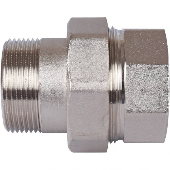 SFT-0045-000112 STOUT Разъемное соединение  американка  ВН, никелированное, уплотнение под гайкой по плоскости, 1” 1/2 (2700A1N141400B)