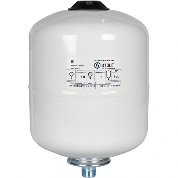STW-0015-000008 STOUT Расширительный бак, для ГВС 8 л. вертикальный (цвет белый)
