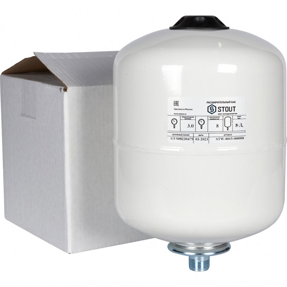STW-0015-000008 STOUT Расширительный бак, для ГВС 8 л. вертикальный (цвет белый)