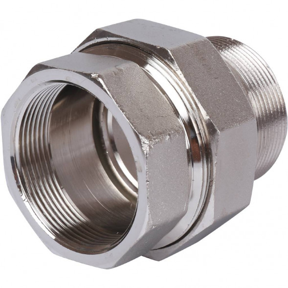 SFT-0045-000002 STOUT Разъемное соединение  американка  ВН, никелированное, уплотнение под гайкой по плоскости, 2” (2700A1N202000B)