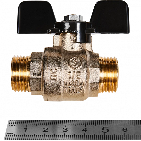 Кран шаровой полнопроходной STOUT НР/НР ручка бабочка 1/2