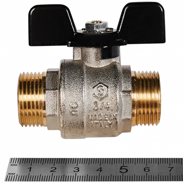 Кран шаровой полнопроходной STOUT НР/НР ручка бабочка 3/4