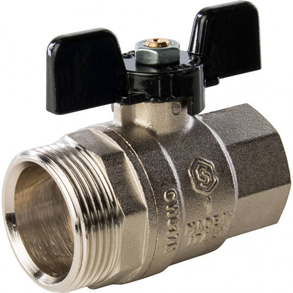 Кран шаровой полнопроходной STOUT ВР/НР, ручка бабочка 1, американка