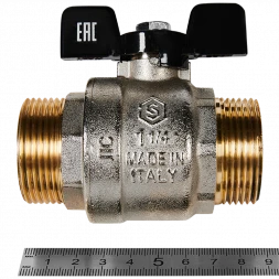 Кран шаровой полнопроходной STOUT НР/НР ручка бабочка 1 1/4